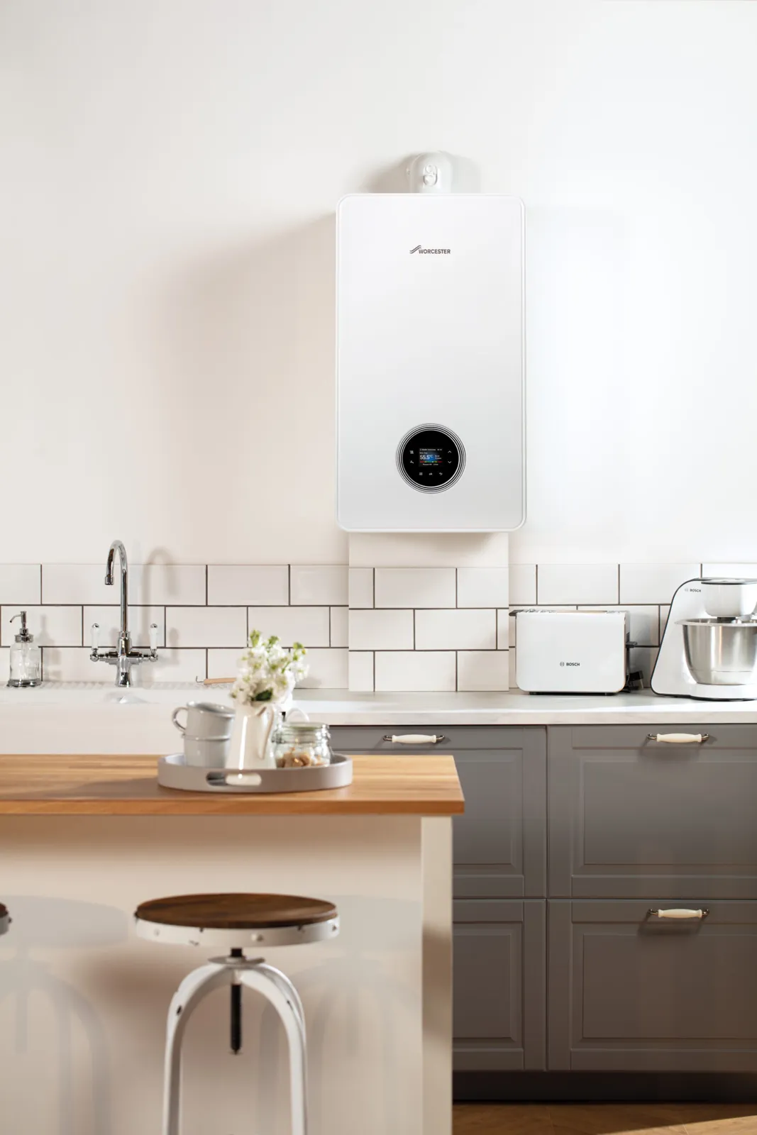Worcester Bosch boiler fitted in a kitchen